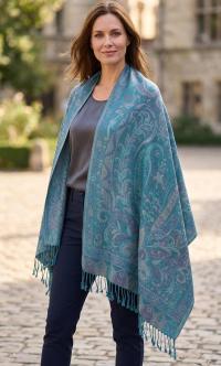 Reversible Soft Pashmina Shawl & Scarf for Women, Jacquard Brocade, Shawl, Sarong or Head Wraps