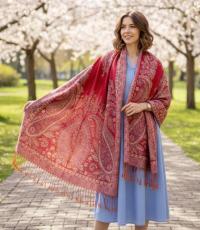 Reversible Soft Pashmina Shawl & Scarf for Women, Jacquard Brocade, Shawl, Sarong or Head Wraps