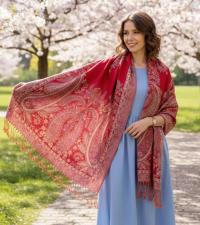 Reversible Soft Pashmina Shawl & Scarf for Women, Jacquard Brocade, Shawl, Sarong or Head Wraps