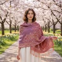 Soft Pashmina Shawl & Scarf for Women, Jacquard Brocade, Lightweight Blanket Shawl