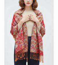 Shiny Pashmina Shawl & Scarf for Women, Jacquard Brocade, Head Wraps