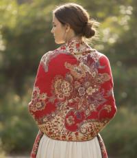 Shiny Pashmina Shawl & Scarf for Women, Jacquard Brocade, Head Wraps