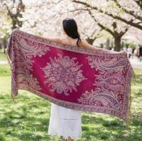 Reversible Soft Pashmina Shawl & Scarf for Women, Jacquard Brocade, Shawl, Sarong or Head Wraps