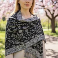 Soft Pashmina Shawl & Scarf for Women, Jacquard Brocade, Blanket Scarf, Head Wraps
