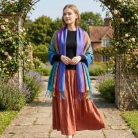 Rainbow Paisley Shawl, Woven Pashmina Wrap, Bohemian Scarf for Women