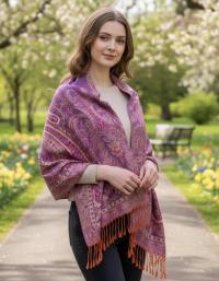 Soft Pashmina Shawl & Scarf for Women, Jacquard Brocade, Lightweight Blanket Shawl
