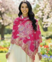 Shiny Pashmina Shawl & Scarf for Women, Jacquard Brocade, Shawl, Wraps