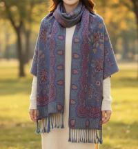 Soft Pashmina Shawl & Scarf for Women, Jacquard Brocade, Shawl, Sarong or Head Wraps
