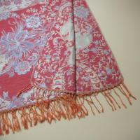 Red and Gold Pashmina Shawl & Scarf for Women, Jacquard Brocade, Stole or Wrap