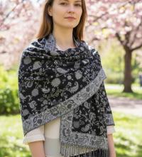 Soft Pashmina Shawl & Scarf for Women, Jacquard Brocade, Blanket Scarf, Head Wraps