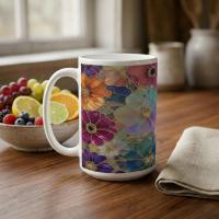 Floral Cups -  Large and Small Ceramic Mugs