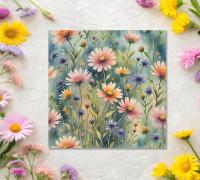 Set of 3 Watercolor Floral Greeting Cards, Blank Inside (5x7 inch)