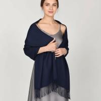 Navy Blue Pashmina, Blanket Shawl - Lightweight Wide Scarf and Wrap