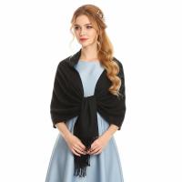 Black Pashmina, Blanket Shawl - Lightweight Wide Scarf and Wrap