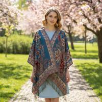 Aqua and Gold Pashmina Shawl & Scarf for Women, Jacquard Brocade, Shawl or Wrap