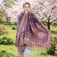 Reversible Soft Pashmina Shawl & Scarf for Women, Jacquard Brocade, Shawl, Sarong or Head Wraps