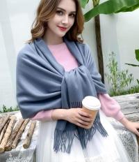 Blanket Scarf and Shawl - Steel Blue - Super Soft Pashmina Wide Scarf