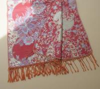 Red and Gold Pashmina Shawl & Scarf for Women, Jacquard Brocade, Stole or Wrap