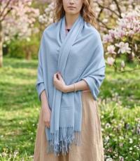 Light Blue Pashmina, Blanket Shawl - Lightweight Wide Scarf and Wrap