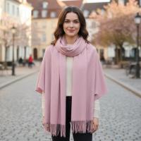 Pink Blanket Shawl - Thick Cashmere Wool Blend - Super Soft Wrap
