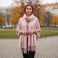 Pink Blanket Shawl - Thick Cashmere Wool Blend - Super Soft Wrap