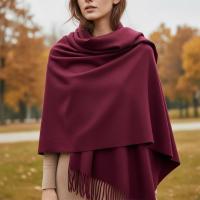 Wine Blanket Shawl - Thick Cashmere Wool Blend - Super Soft Wrap