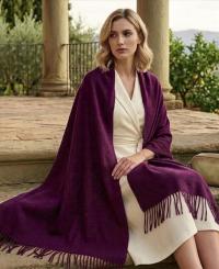 Purple Blanket Shawl - Thick Cashmere Wool Blend - Super Soft Wrap