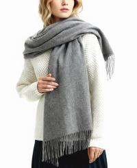 Grey Blanket Shawl - Thick Wide Scarf - Pashmina Super Soft Wrap