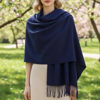 Navy Blue Blanket Shawl - Thick Wide Scarf - Pashmina Super Soft Wrap