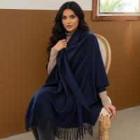 Navy Blue Blanket Shawl - Thick Wide Scarf - Pashmina Super Soft Wrap