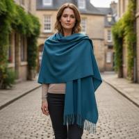 Teal Shawl - Thick Wide Scarf - Pashmina Super Soft Wrap