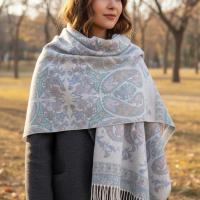 Thick Pashmina Shawl & Scarf for Women, Jacquard Brocade, Blanket Shawl, Wrap