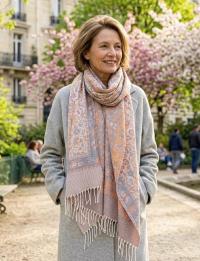 Thick Pashmina Shawl & Scarf for Women, Jacquard Brocade, Blanket Shawl, Wrap