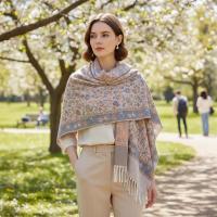 Thick Pashmina Shawl & Scarf for Women, Jacquard Brocade, Blanket Shawl, Wrap
