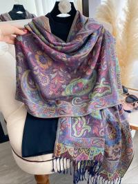 Reversible Soft Pashmina Shawl & Scarf for Women, Jacquard Brocade, Shawl, Sarong or Head Wraps