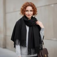 Black Blanket Scarf and Shawl - Super Soft Pashmina Wide Scarf