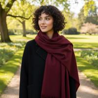 Wine Pashmina, Blanket Shawl - Lightweight Wide Scarf and Wrap