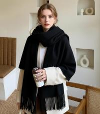 Black Pashmina, Blanket Shawl - Lightweight Wide Scarf and Wrap