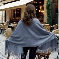 Blanket Scarf and Shawl - Steel Blue - Super Soft Pashmina Wide Scarf