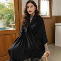 Black Blanket Shawl - Thick Cashmere Wool Blend - Super Soft Wrap