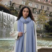 Lavender Blue Blanket Shawl - Thick Wide Scarf - Super Soft Wrap