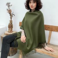 Forest Green Blanket Shawl - Thick Cashmere Wool Blend - Super Soft Wrap