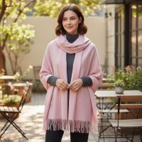Pink Blanket Shawl - Thick Cashmere Wool Blend - Super Soft Wrap