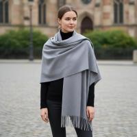 Grey Blanket Shawl - Thick Cashmere Wool Blend - Super Soft Wrap