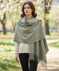 Pashmina Blanket Shawl - Thick Cashmere Wool Blend - Super Soft Wrap