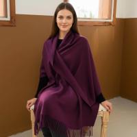 Purple Blanket Shawl - Thick Cashmere Wool Blend - Super Soft Wrap