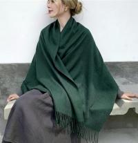 Emerald Green Blanket Shawl - Thick Cashmere Wool Blend - Super Soft Wrap