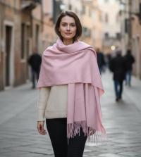 Pink Blanket Shawl - Thick Wide Scarf - Pashmina Super Soft Wrap