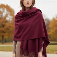Wine Blanket Shawl - Thick Wide Scarf - Super Soft Wrap
