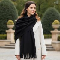 Black Blanket Shawl - Thick Wide Scarf - Pashmina Super Soft Wrap
